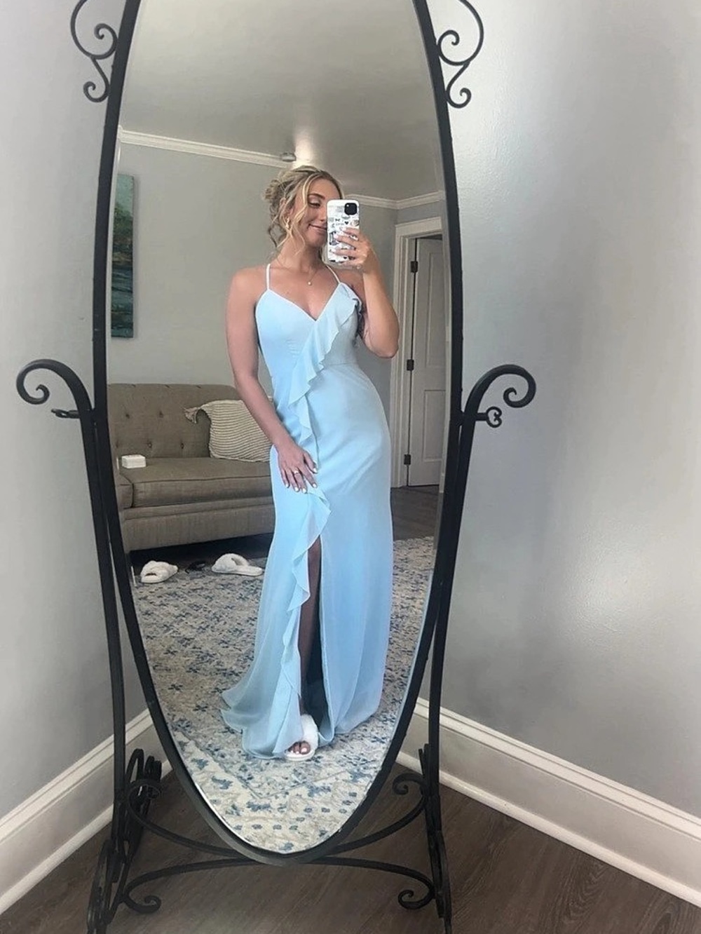 Birdy Grey Theresa Chiffon Dress Blue Maxi